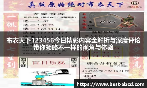 布衣天下123456今日精彩内容全解析与深度评论带你领略不一样的视角与体验